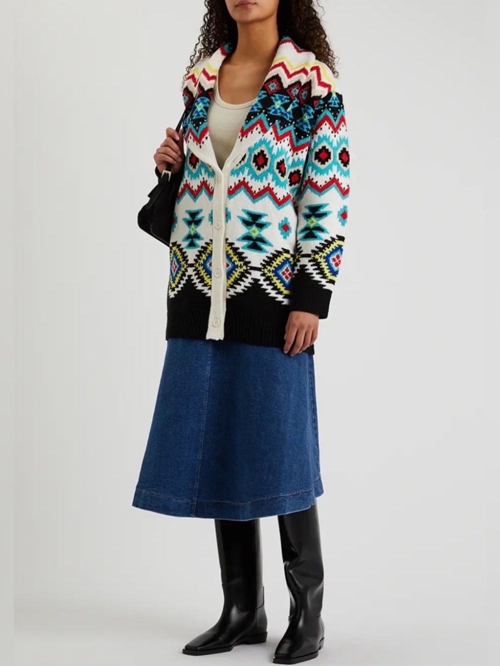 Alice + Olivia Jenn Fair Isle Cardigan Size XS